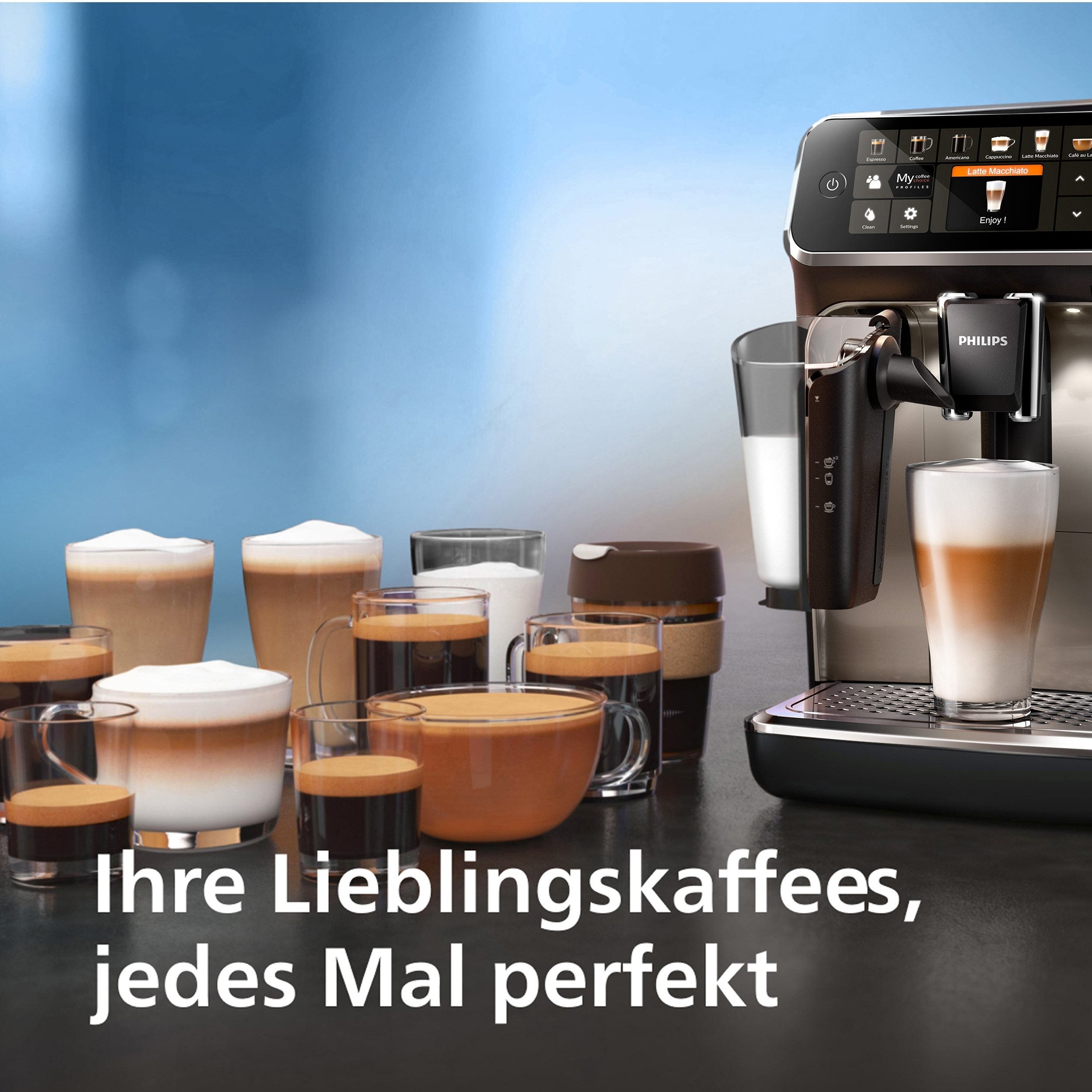 PHILIPS EP5447/90 Serie 5400 LatteGo 11 Kaffeespezialitäten Kaffeevollautomat Schwarz/Chrom